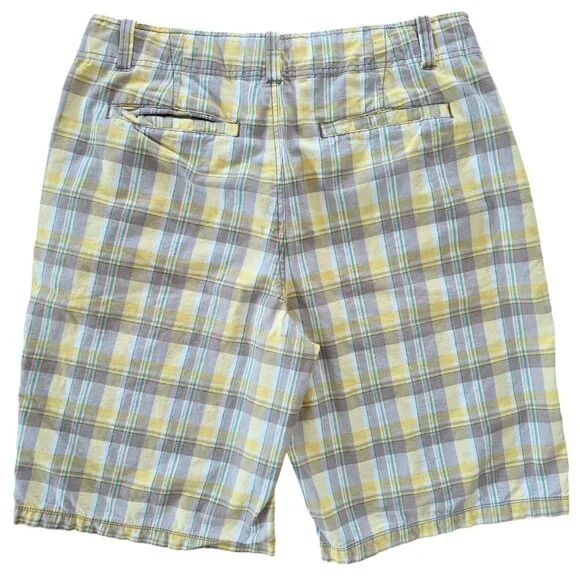 Aeropostale Y2K Preppy Casual Yellow Gray Plaid Cotton Casual Shorts Men's Sz 36 - Picture 2 of 6